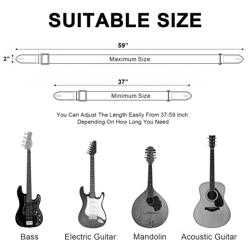 BestSounds Guitar Strap - Shoulder Strap for Acoustic, Electric and Bass Guitars with Leather Head and Pick Holder Pockets - Image 4